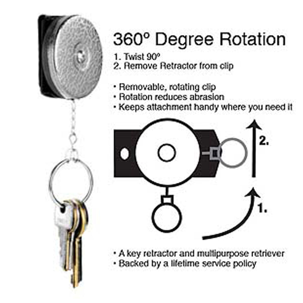 Key-Bak Key Retractor 24 Inch Chain with Spinner