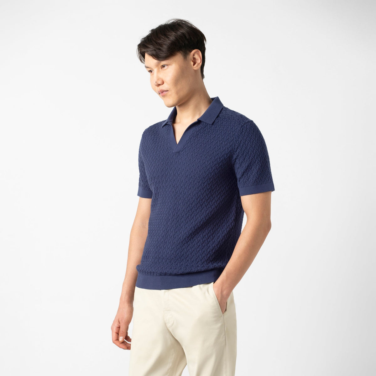 Textured Knit Sweater Polo